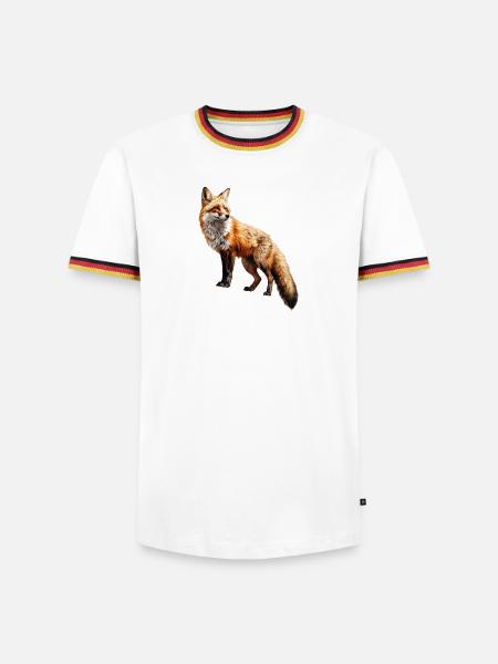 Roter Fuchs – Wildtier Alpen Design - Männer Kontrast-T-Shirt - Weiß/Dreifarbig