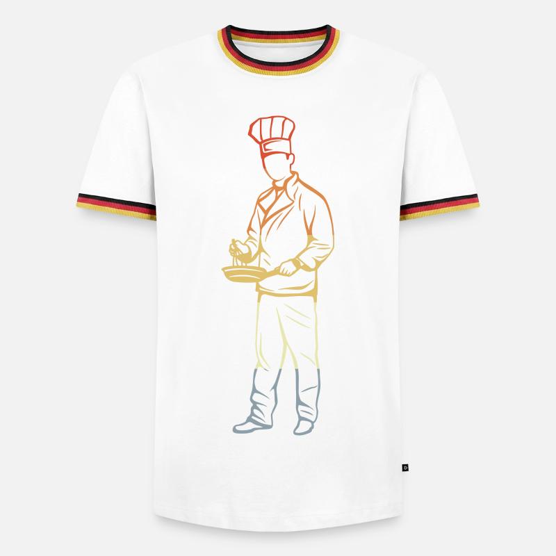Küchenchef - Männer Kontrast-T-Shirt - Weiß/Dreifarbig