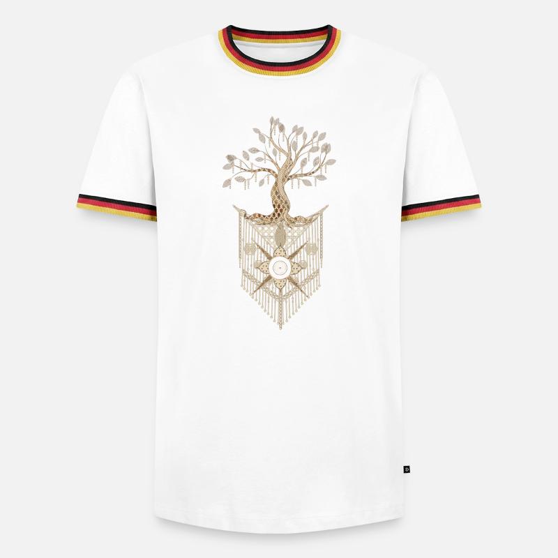 Makramee-Baum des Lebens im kunstvollen Design - Männer Kontrast-T-Shirt - Weiß/Dreifarbig