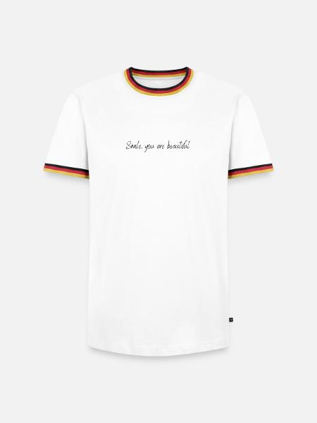 Smile, you are beautiful - Männer Kontrast-T-Shirt - Weiß/Dreifarbig