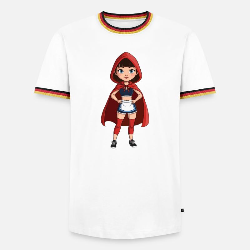 Rotkäppchen_hart - Männer Kontrast-T-Shirt - Weiß/Dreifarbig