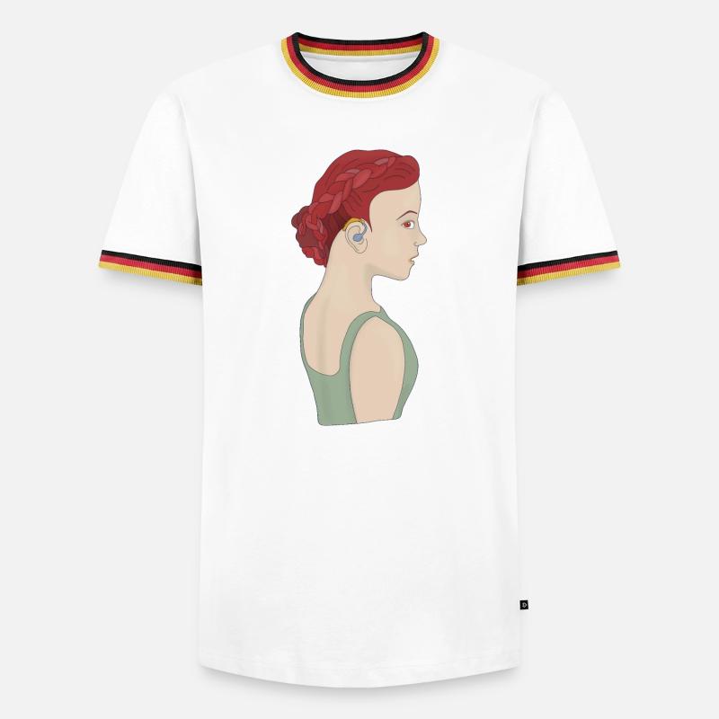 Mädchen mit einem Hörgerät - Männer Kontrast-T-Shirt - Weiß/Dreifarbig