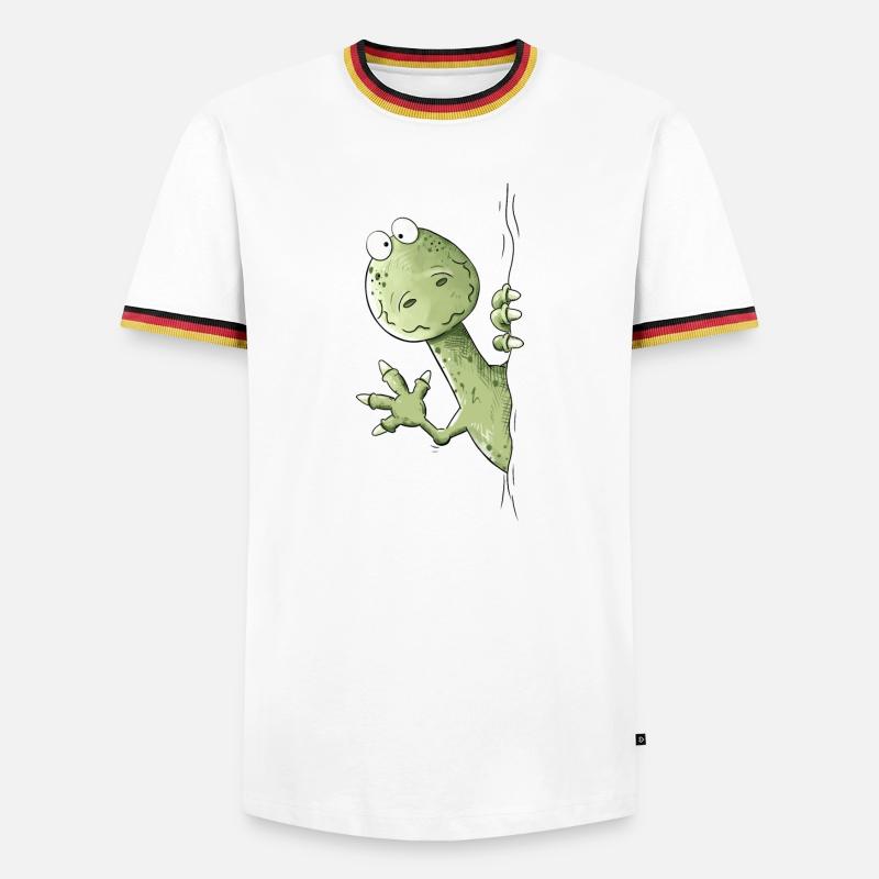 Drolliger Dino I Raptor Dinosaurier - Männer Kontrast-T-Shirt - Weiß/Dreifarbig