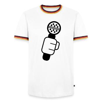 Microphone Check Microphone, Microphone, Mike, MC, Hi - Men's Ringer Shirt - white/tricolour - Front - AI Model Female 172 light (172cm) & AI Model Male 185 light (185cm)