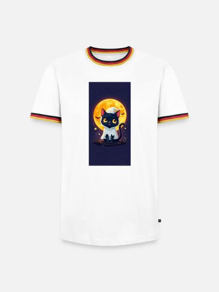 Moonlight Cat in Ghost Cloak - Men's Ringer Shirt - white/tricolour