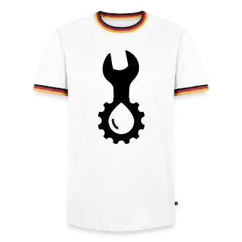 Outil de plomberie Technologie de l’eau - T-shirt contrasté Homme - blanc/tricolore - Devant - AI Model Female 172 light (172cm) & AI Model Male 185 light (185cm)