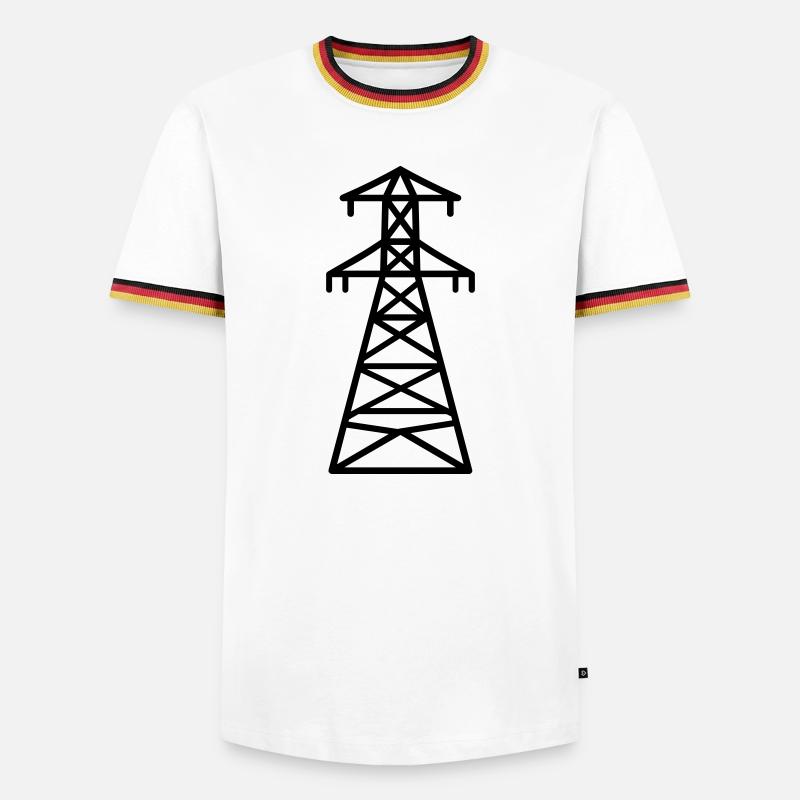 Strommast - Männer Kontrast-T-Shirt - Weiß/Dreifarbig