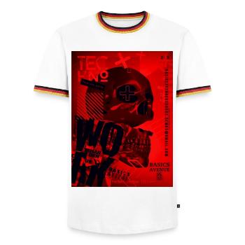 Crâne Rouge Techno Urbain - T-shirt contrasté Homme - blanc/tricolore - Devant - AI Model Female 172 light (172cm) & AI Model Male 185 light (185cm)