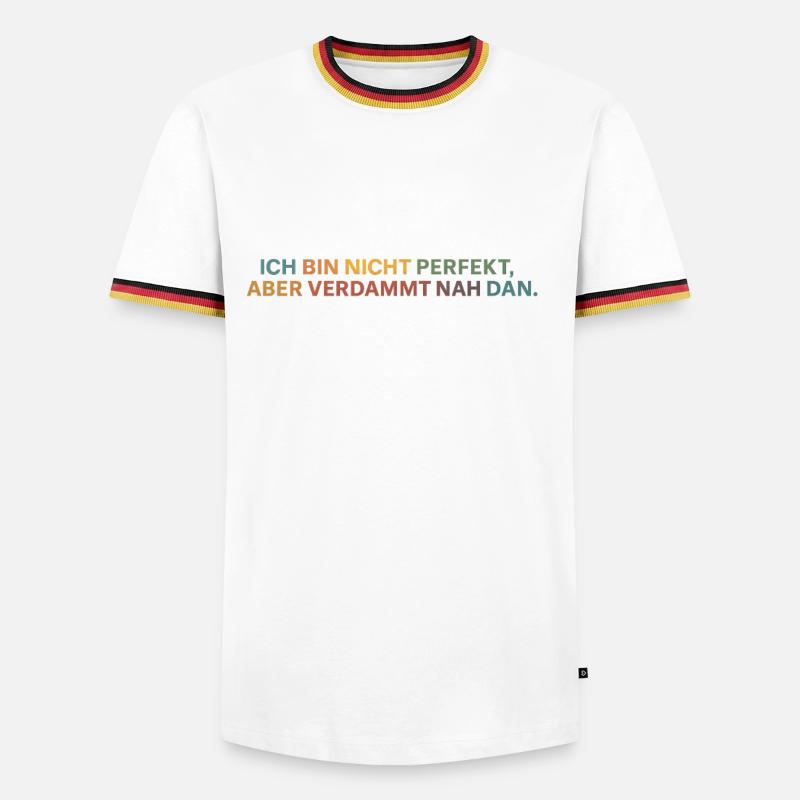 Fast perfekt: ehrliche Botschaft - Männer Kontrast-T-Shirt - Weiß/Dreifarbig