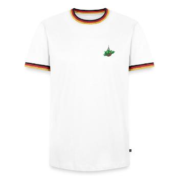 Indoor plant - Men's Ringer Shirt - white/tricolour - Front - AI Model Female 172 light (172cm) & AI Model Male 185 light (185cm)