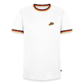Pizza - Männer Kontrast-T-Shirt - Weiß/Dreifarbig - Vorne - AI Model Female 172 light (172cm) & AI Model Male 185 light (185cm)