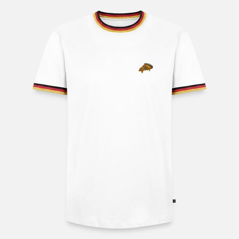 Pizza - Männer Kontrast-T-Shirt - Weiß/Dreifarbig