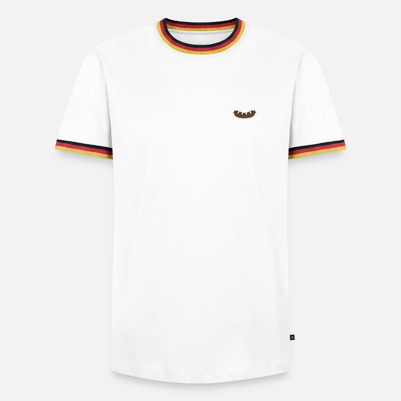 Embroidered bratwurst - Men's Ringer Shirt - white/tricolour