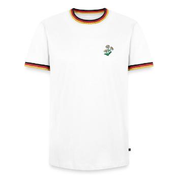 Daisy - Men's Ringer Shirt - white/tricolour - Front - AI Model Female 172 light (172cm) & AI Model Male 185 light (185cm)