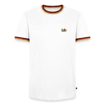 Voilier - T-shirt contrasté Homme - blanc/tricolore - Devant - AI Model Female 172 light (172cm) & AI Model Male 185 light (185cm)