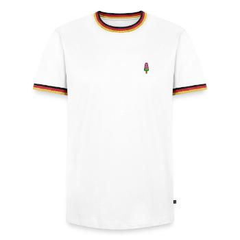 Popsicles - Men's Ringer Shirt - white/tricolour - Front - AI Model Female 172 light (172cm) & AI Model Male 185 light (185cm)