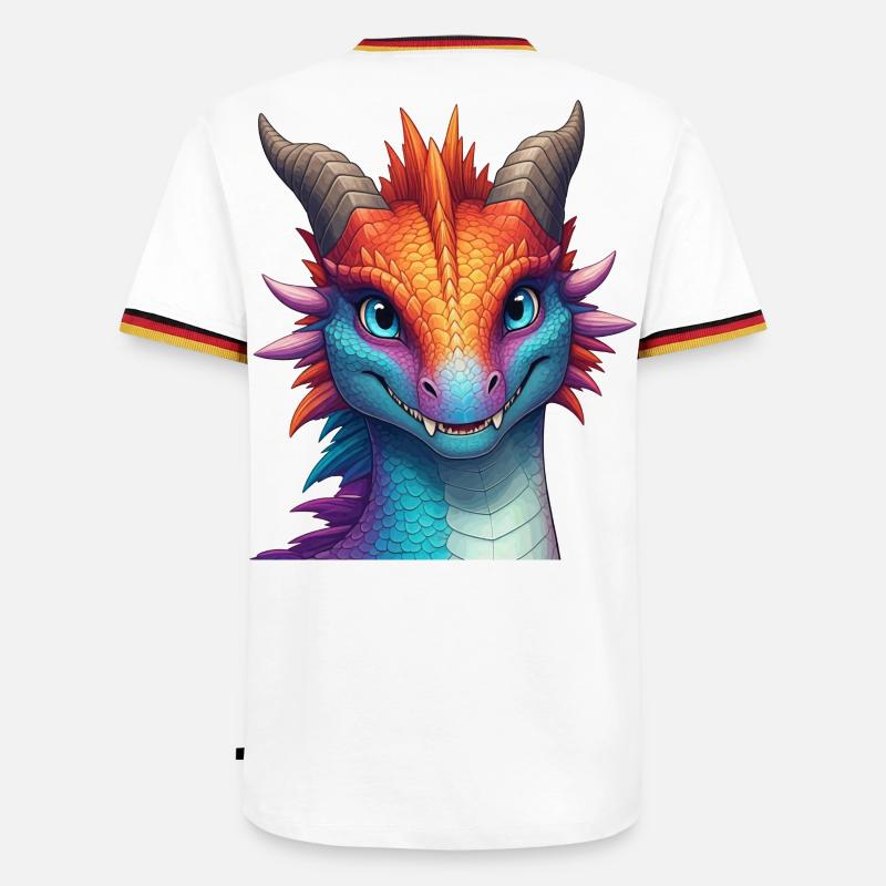Lebendiger Arkaner Drache - Männer Kontrast-T-Shirt - Weiß/Dreifarbig