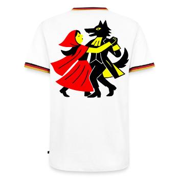 Walzer mit dem Wolf - Männer Kontrast-T-Shirt - Weiß/Dreifarbig - Hinten - AI Model Male 185 light (185cm)