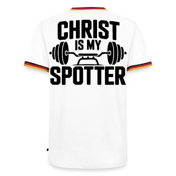 Christ Is My Spotter - Men's Ringer Shirt - white/tricolour - Back - AI Model Male 185 light (185cm)