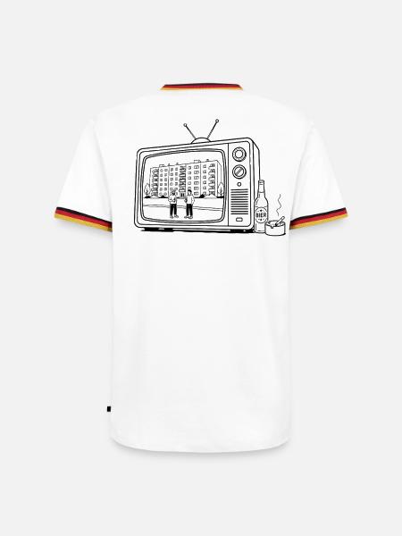 Ostblock TV - Männer Kontrast-T-Shirt - Weiß/Dreifarbig