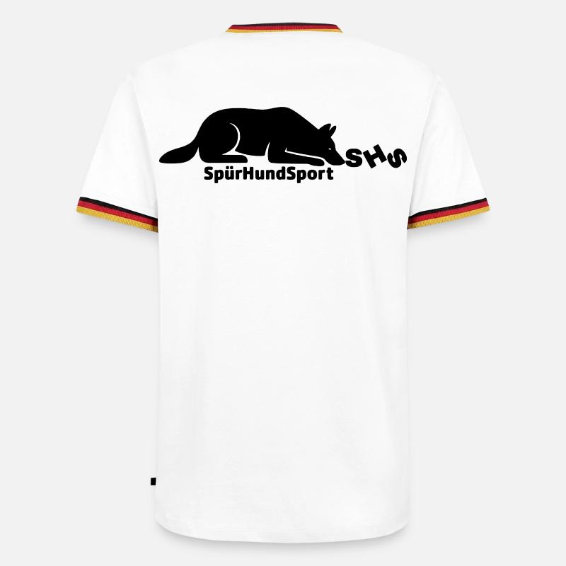 SHS Logo schwarz - Männer Kontrast-T-Shirt - Weiß/Dreifarbig