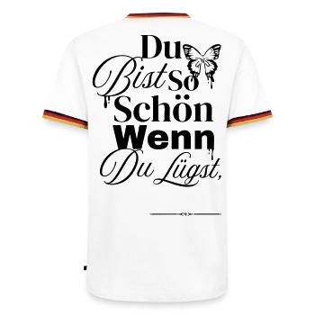 So nice when you lie - Men's Ringer Shirt - white/tricolour - Back - AI Model Male 185 light (185cm)