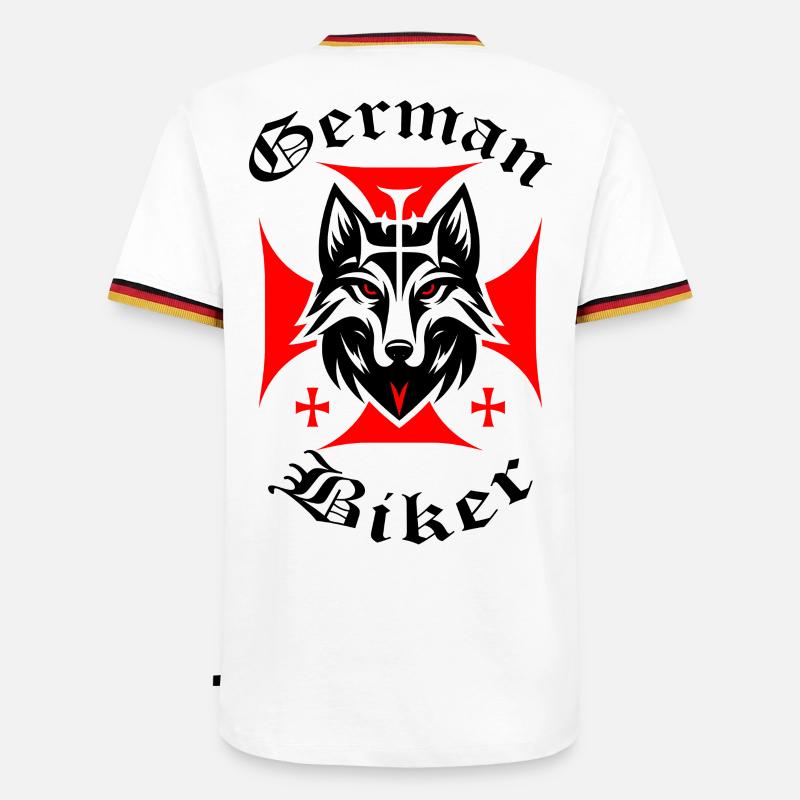 Red Wolf - German Biker - Men's Ringer Shirt - white/tricolour