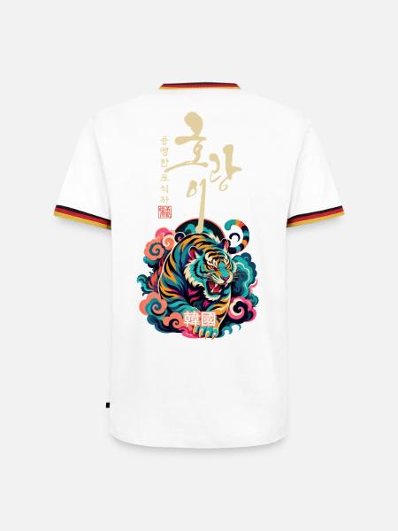 Koreanischer Tigergeist - Männer Kontrast-T-Shirt - Weiß/Dreifarbig