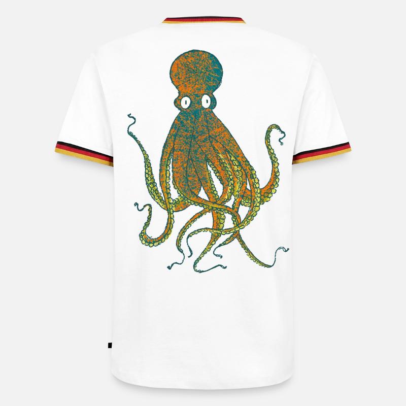 Krake - Männer Kontrast-T-Shirt - Weiß/Dreifarbig