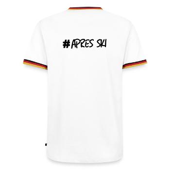 Ski, ski, ski, après-ski, freeski, hiver - T-shirt contrasté Homme - blanc/tricolore - Dos - AI Model Male 185 light (185cm)