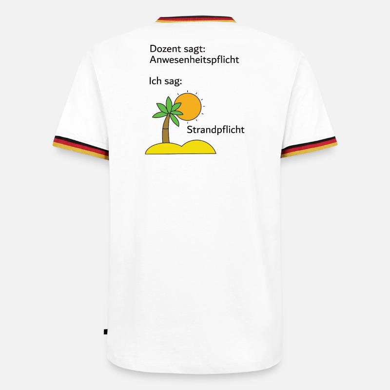 Unispruch "Strandpflicht" Geschenk, Studenten - Männer Kontrast-T-Shirt - Weiß/Dreifarbig