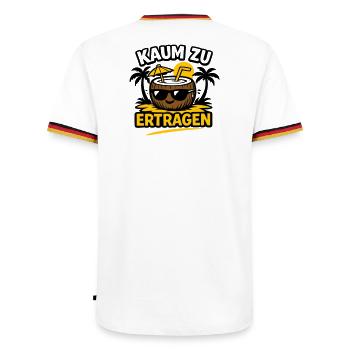 Kokosnuss Strandheld  - Männer Kontrast-T-Shirt - Weiß/Dreifarbig - Hinten - AI Model Male 185 light (185cm)