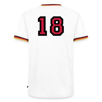 Le numéro 18 - numéro dix-huit - T-shirt contrasté Homme - blanc/tricolore - Dos - AI Model Male 185 light (185cm)