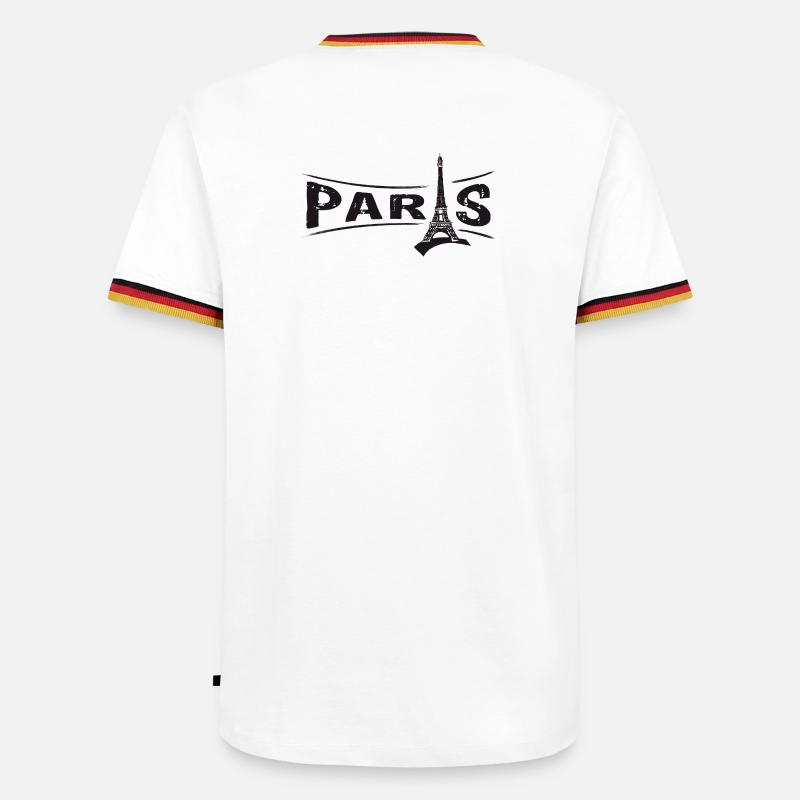 PARIS mit Eiffelturm - Männer Kontrast-T-Shirt - Weiß/Dreifarbig