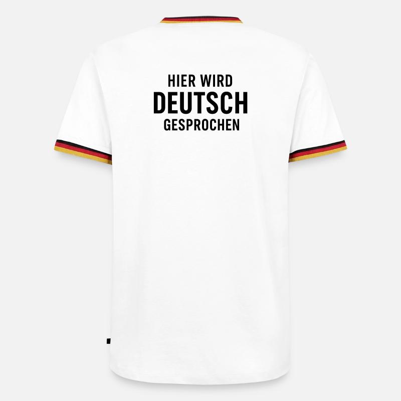 Hier Wird Deutsch Gesprochen - Männer Kontrast-T-Shirt - Weiß/Dreifarbig