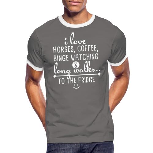 Ich liebe Pferde, Kaffee und lange Spaziergänge - Männer Kontrast-T-Shirt