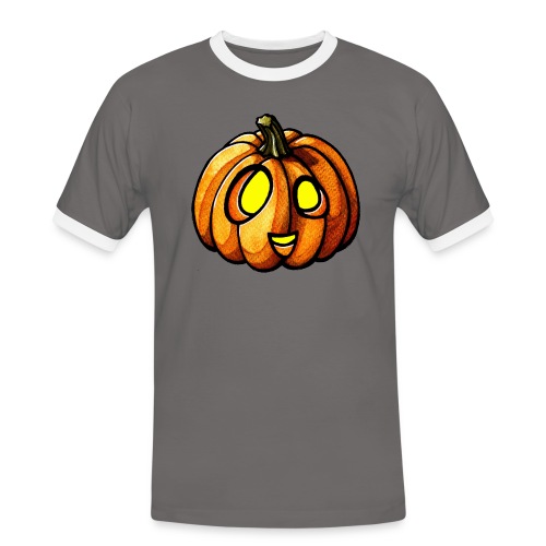 Pumpkin Halloween watercolor scribblesirii - Koszulka męska z kontrastowymi wstawkami
