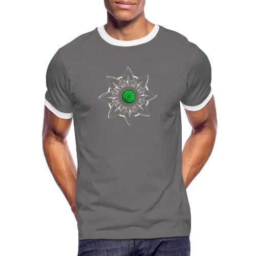 Mandala Blume in weiss, Mitte grün - Männer Kontrast-T-Shirt