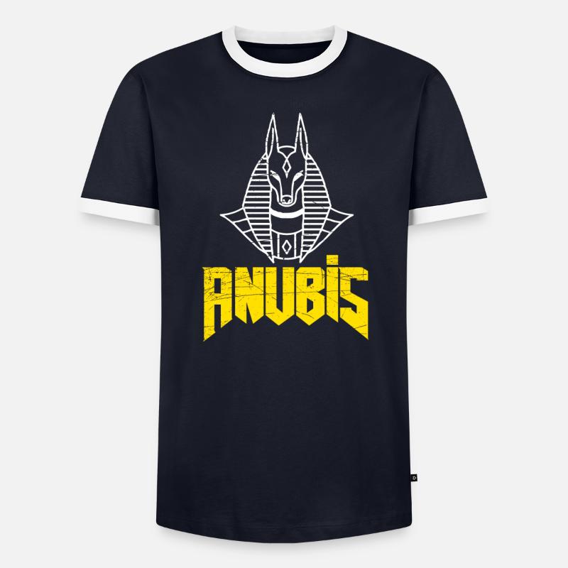 Ägypten Gott Anubis Pyramide Sphinx Gizeh Männer Kontrast-T-Shirt