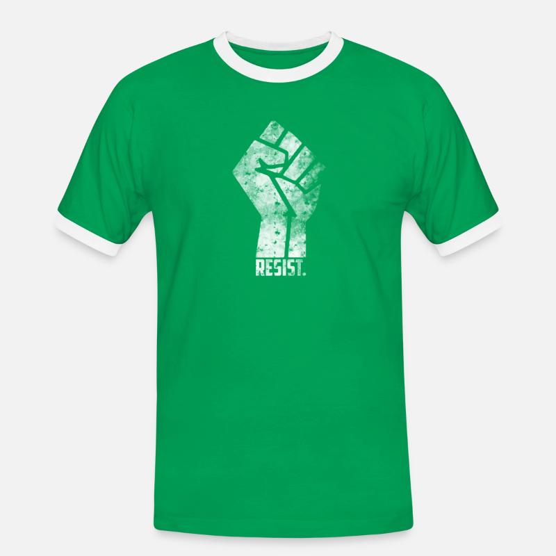 Resistent, resistent - Männer Kontrast-T-Shirt - Kelly Green/Weiß