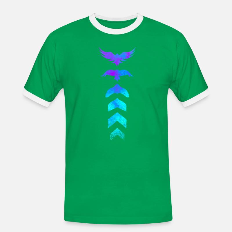 Evolution Silhouette Vogel - Männer Kontrast-T-Shirt - Kelly Green/Weiß