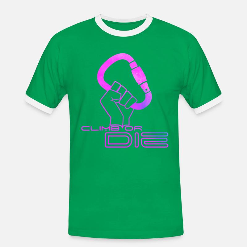 Klettern oder sterben! - Männer Kontrast-T-Shirt - Kelly Green/Weiß