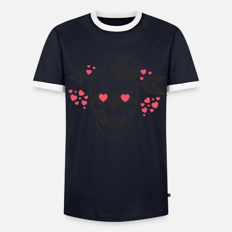 Crâne de la Saint-Valentin avec une flèche dans la tête T-shirt contrasté Homme
