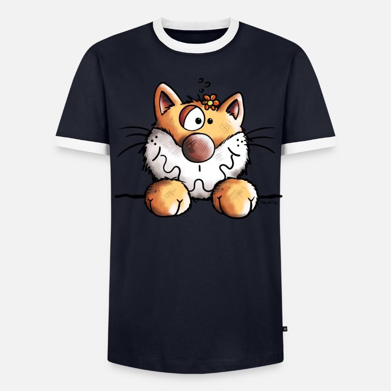 Neugieriges Kätzchen Männer Kontrast-T-Shirt