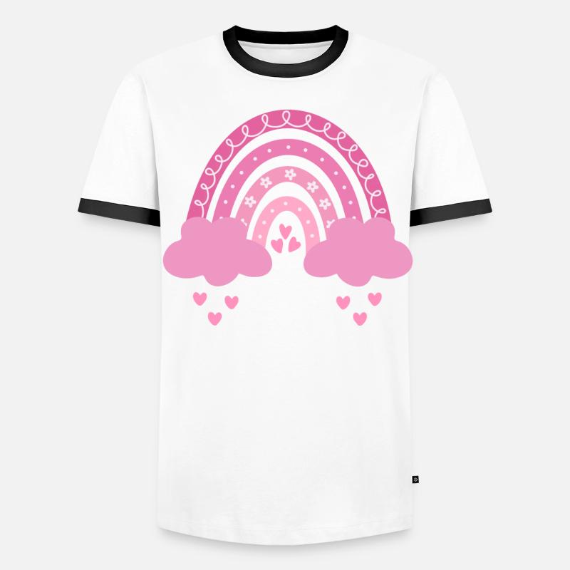 Boho arc-en-ciel rose fille naissance bébé douche de bébé T-shirt contrasté Homme