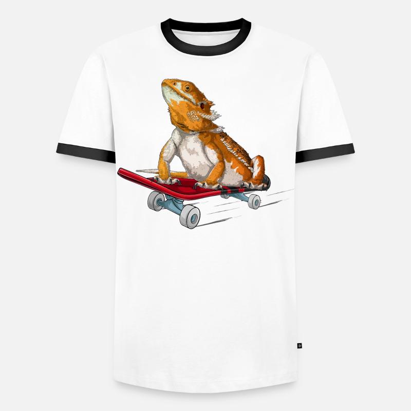 Bearded Dragon On A Skateboard Men's Ringer Shirt