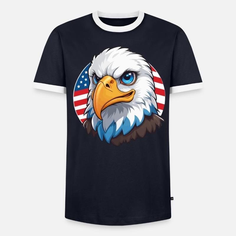 Drapeau des États-Unis Eaglehead Bald Eagle T-shirt contrasté Homme