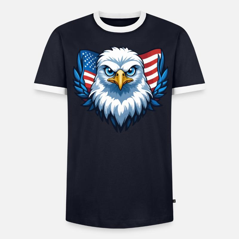 Drapeau des États-Unis Eagle Wings T-shirt contrasté Homme