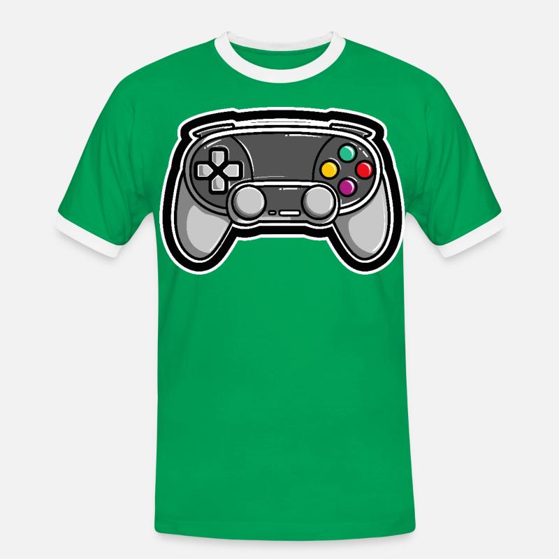 Spiel Controller - Männer Kontrast-T-Shirt - Kelly Green/Weiß