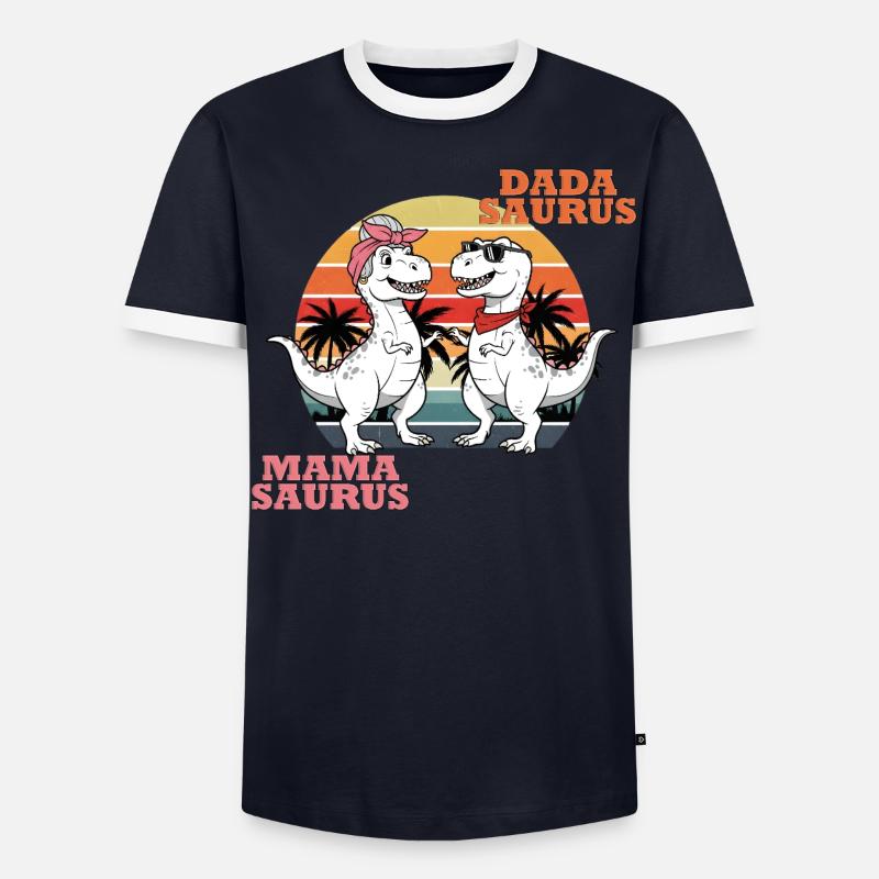 Mama & Dada Saurus – Le Duo Dino Fun ! T-shirt contrasté Homme
